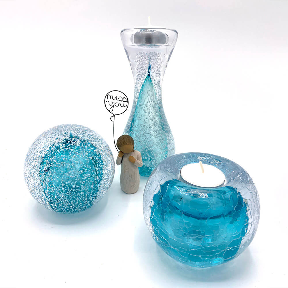 urnen van glas - blauw